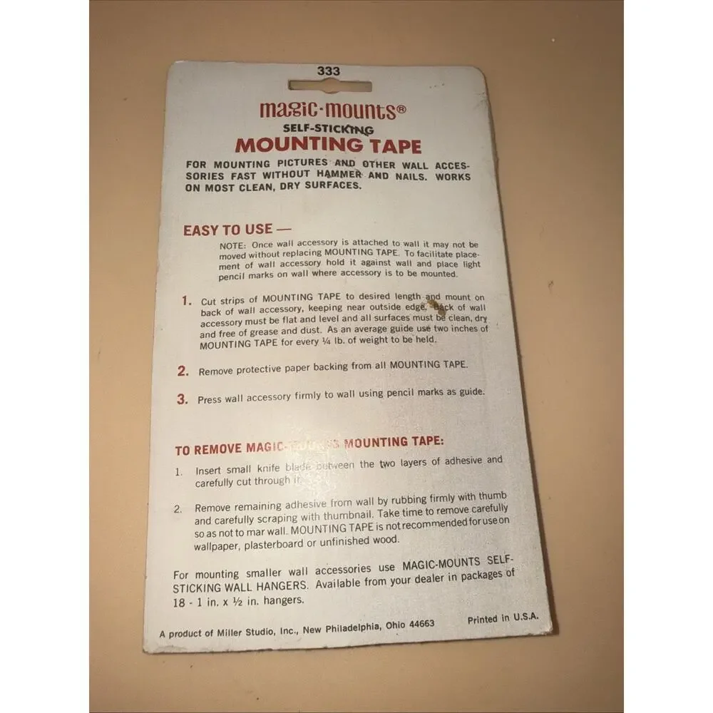 Vintage Magic Mounts Self Sticking Mounting Tape 62” X 1/2”